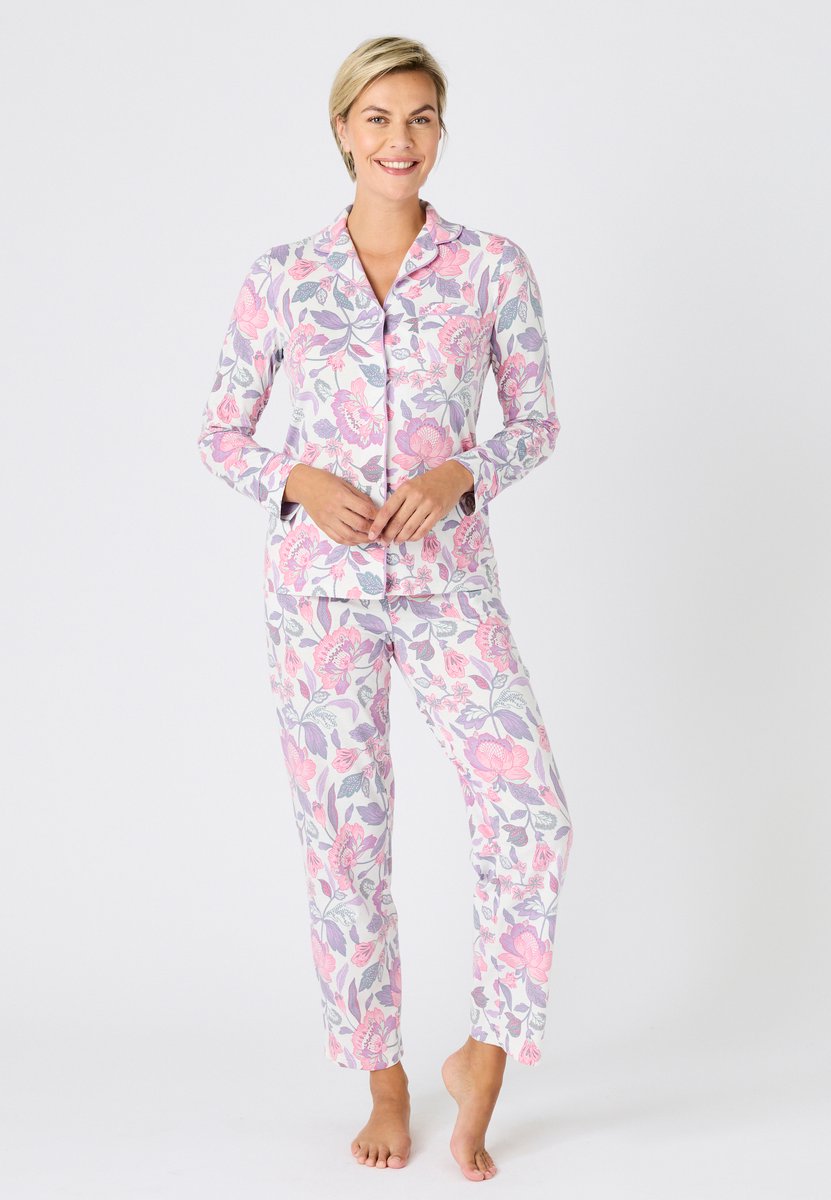 Damart Pyjama van jerseytricot met knopen - Dames - Roze - 46-48 (L)