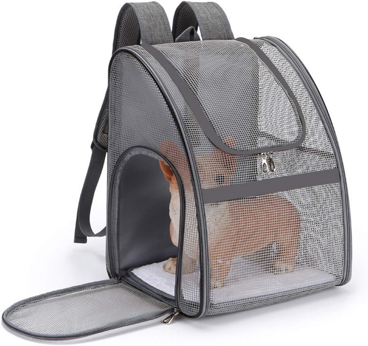 Ademende Huisdier Rugzak Lichtgewicht Draagbare Drager voor Puppy en Katten Grijs
