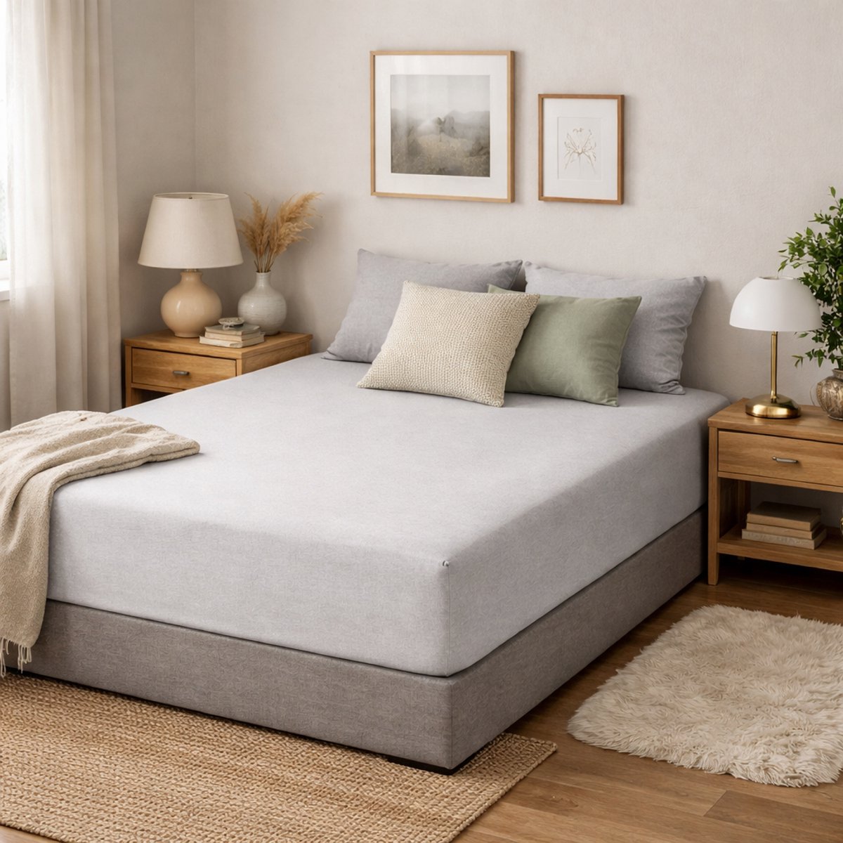Saphira COMFORT Jersey Hoeslaken – Grijs – 160x200 cm – 30 cm Matrashoogte – 100% Katoen – 360° Elastiek Rondom – Glad & Rekbaar