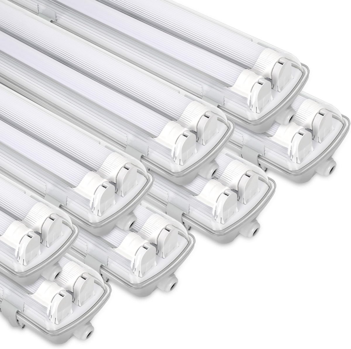8x LED Armatuur Vochtige Ruimtes 150 cm IP65 4000K Neutraal Wit T8 Werkplaatsgarage TL Buis
