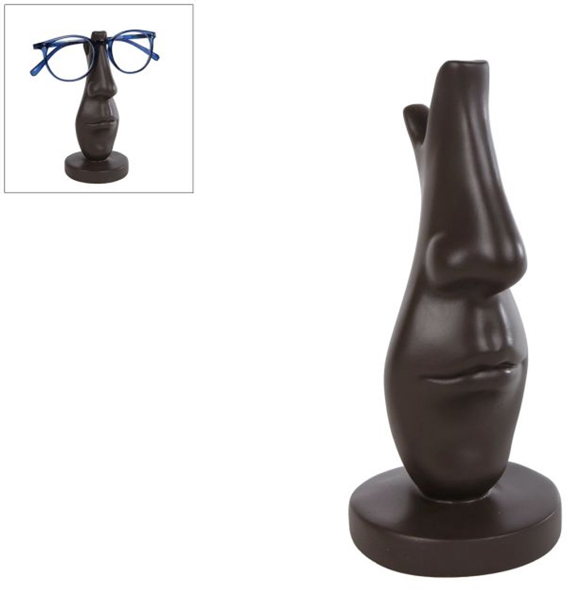 Glass holder antiek bruin polystone decoratief sculptuur 7x7x15cm speelgoed.