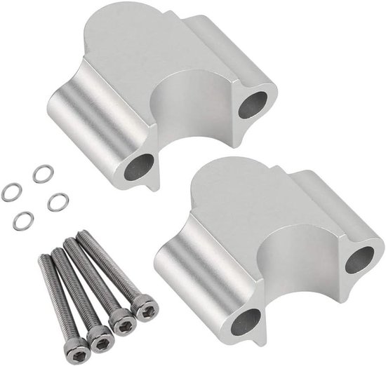Motorfiets Stuurverhoger - Aluminium - Zilverchroom - Handvatverplaatsing - 22mm - Universeel Gebruik