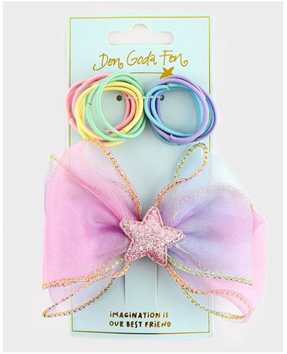 Den Goda Fen haarelastiekjes en haarclips - kleurrijk speelgoed haaraccessoire set.