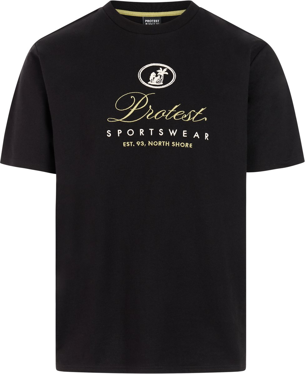 Protest PRTBiki T-shirt Heren Korte mouwen Ronde hals Loose fit Meerkleurig Zwart