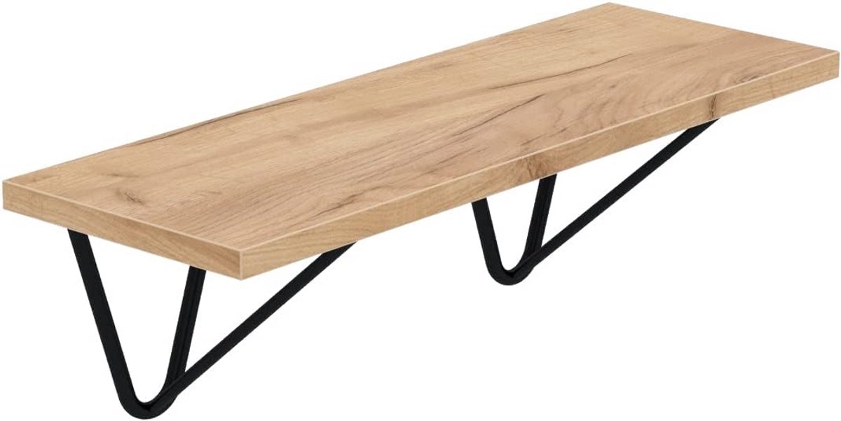 Industrieel Wandrek Hout en Metaal - Modern Opbergrek voor Woonkamer, Slaapkamer of Kantoo
