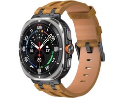 Strap-it Solide leren bandje geschikt voor Samsung Galaxy Watch Ultra / Ultra 2025 - Bruin