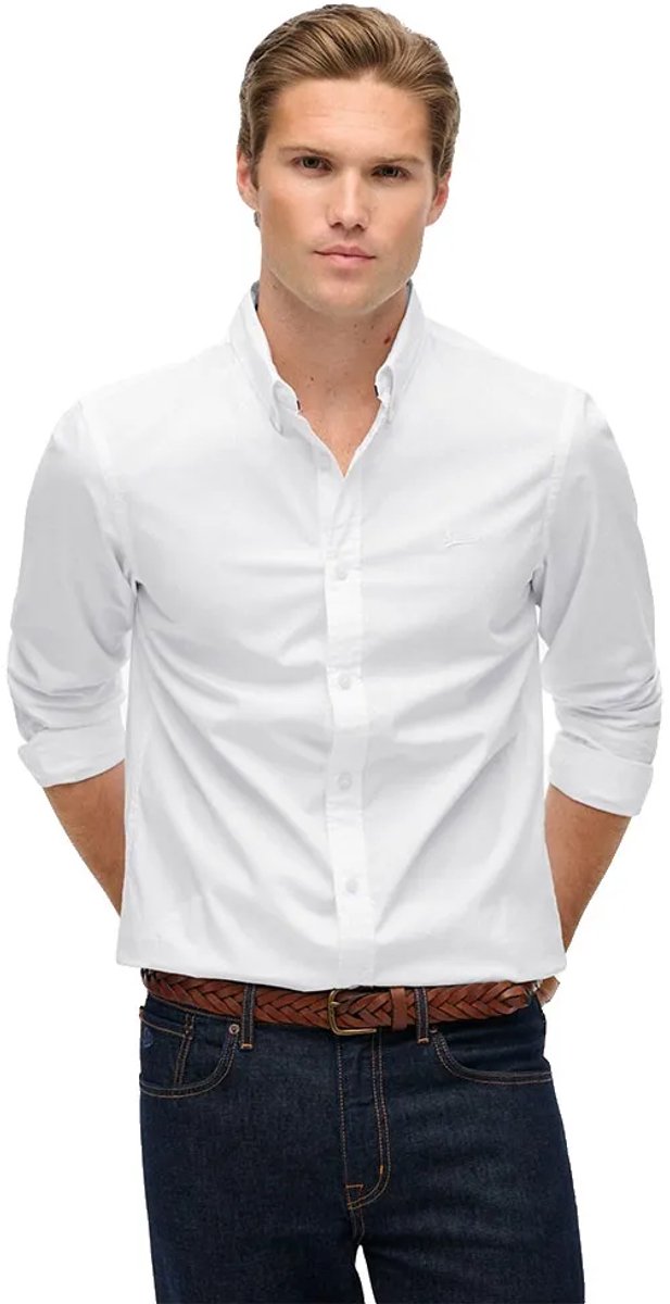 Superdry Essentials Tailored Lite overhemd Heren Lange mouwen shirts Optic