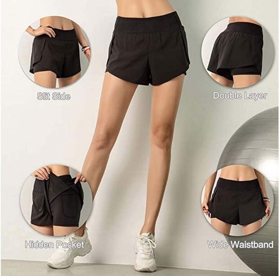 Dames Hardloopshorts 2-in-1 met Zakken - Sportbroekje voor Fitness, Yoga en Joggen — afbeelding 4
