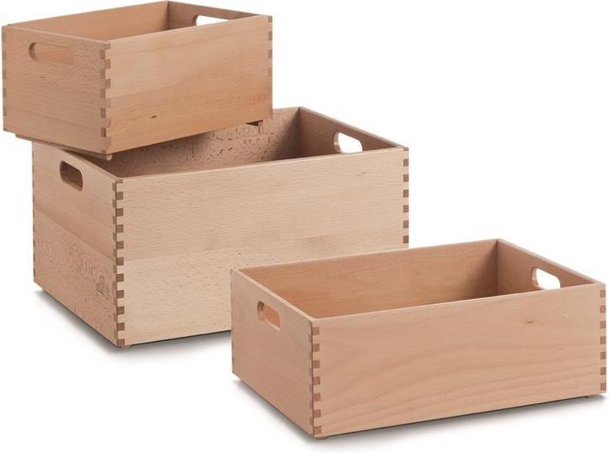 | Zeller Storage Box, beech lacquered Houten opbergkist 14 x 20 x 30 cm OpbergSpecialist