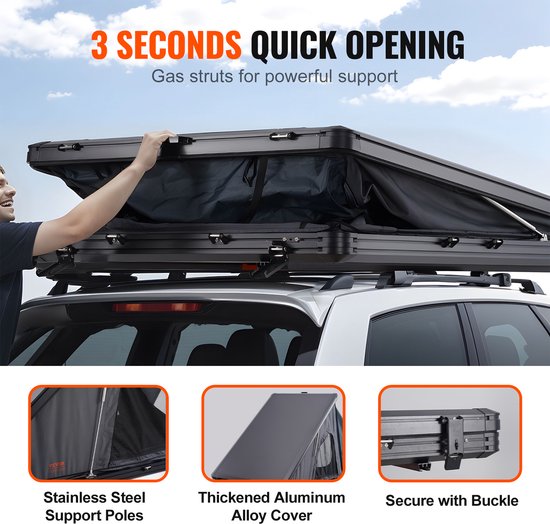VEVOR Daktent Harde Schaal 2-3 Persoons Waterdichte Jeep Suv Vrachtwagen Ladder 272kg van Vevor — afbeelding 4