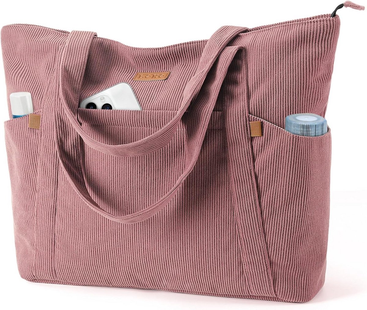 Grote en Elegante Dames Shopper met 17 inch Laptopvak - Ideaal voor Werk en Strand