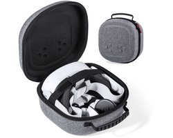 Een stevige draagtas voor de Meta Quest 3S/Quest 3/Quest 2, een reisorganizer voor je gamingheadset en touchcontrollers, water- en schokbestendig, met een gaasvak voor het opbergen van accessoires.