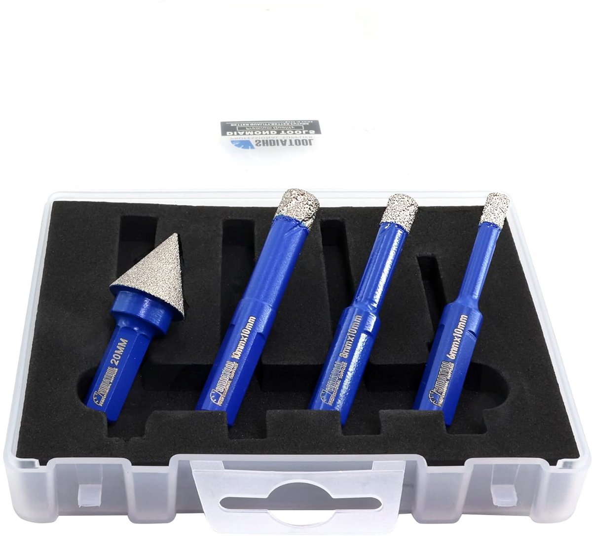 Diamantboorkroon Set voor Tegels en Keramiek 6-10 mm, Inclusief Faseboor
