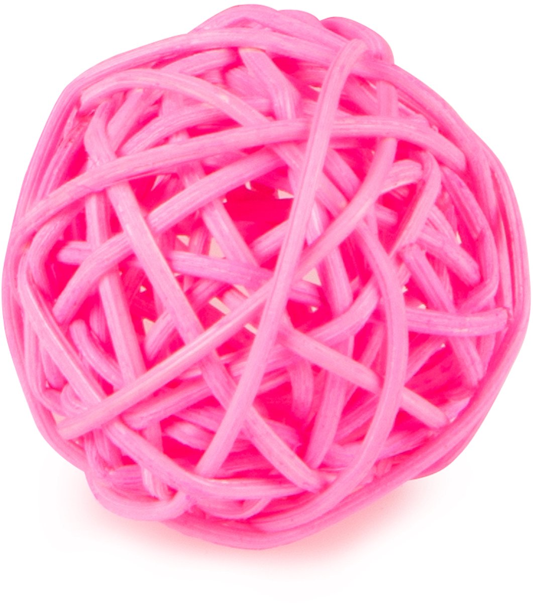 HOBI - 6 fuchsia rieten ballen 3,5 cm voor decoratie