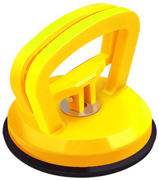 Ventouse, support de ventouse, outil de réparation de bosse ; peut être utilisé pour réparer les bosses dans les carrosseries non peintes et aussi pour le verre, les carreaux, les poignées de porte et de fenêtre, etc. Jaune, 11,5 x 10,5 cm