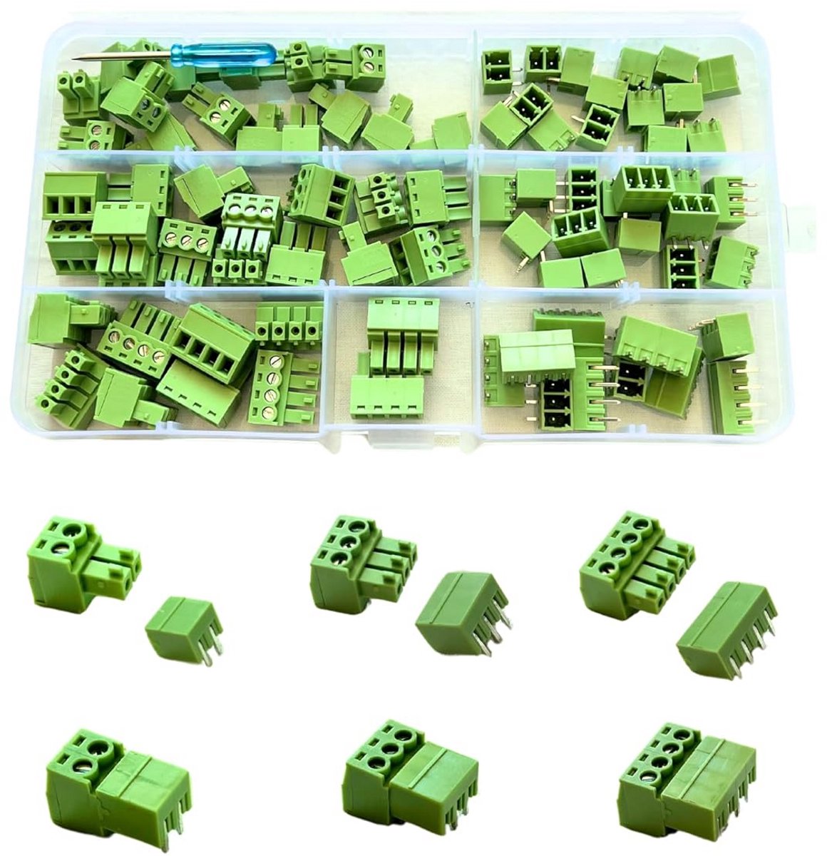 40x Klemmenblokken Schuifconnectoren 2, 3 en 4-polig voor Printplaat (PCB)