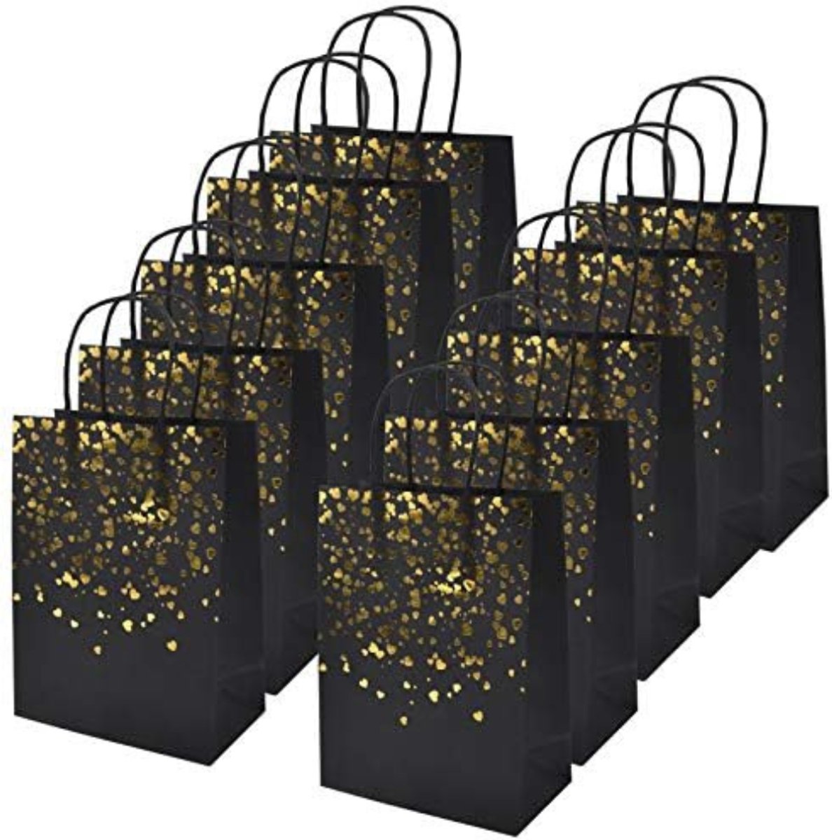 Imperatoris - Geschenktas - Zwart - Cadeauverpakking - Cadeaupapier - Cadeautasjes - Papieren Tassen - Gift Bag - Met Handvat - Kraft Tas - 15 x 8 x 21 cm - 12 Stuks