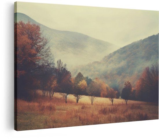 Artaza Canvas Schilderij Berglandschap - 30x20 cm - Wanddecoratie Herfst Bos - Muurdecoratie Natuur Woonkamer - Schilderijen Op Canvas