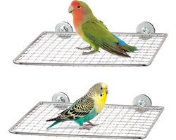 Vogel zitstok - 2 Stuks - Stok voor vogelkooi - Vogelrustplaats - Vogelkijkbord - Papegaai Standaard - Slijpers voor papegaaienklauwen - Standaards voor vogelkooien - RVS - 20*15CM