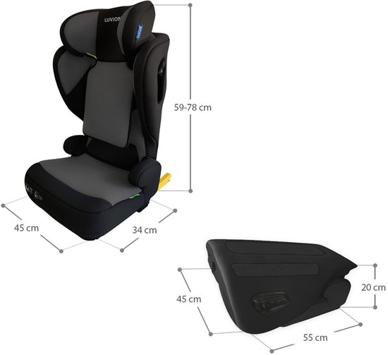 LUVION® FLEX-i Opvouwbare Autostoel - Shadow Blend (i-Size 100–150 cm) - Autostoel Groep 2 3 - Autozitje geschikt voor (3,5 tot 12 jaar) - Zwart & Grijs van Merkloos — afbeelding 4