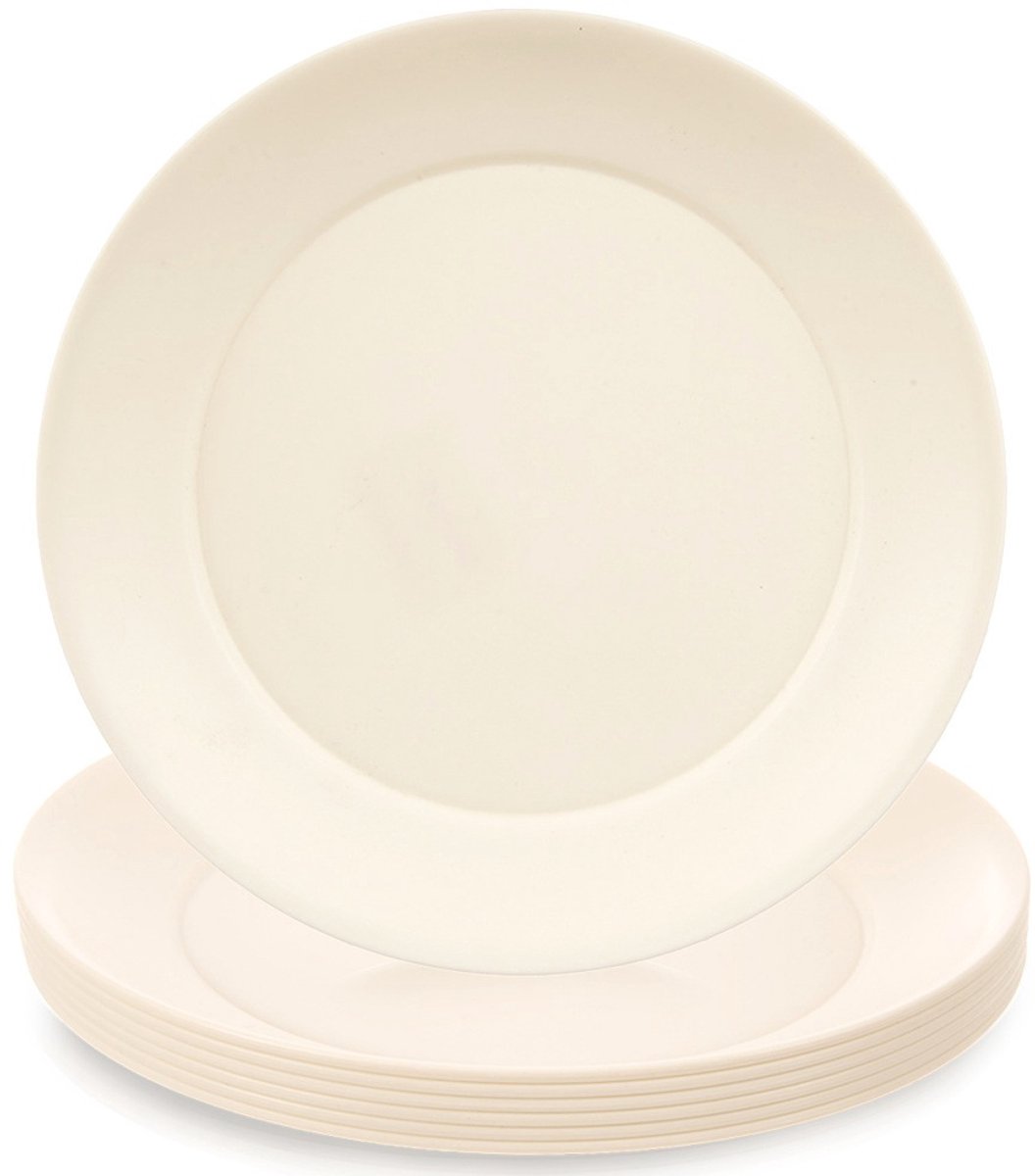 Dessertborden Plastic Crème 20,5 cm 6 stuks - Set - Taart Bordjes - Bord - Ontbijtbord - Borden