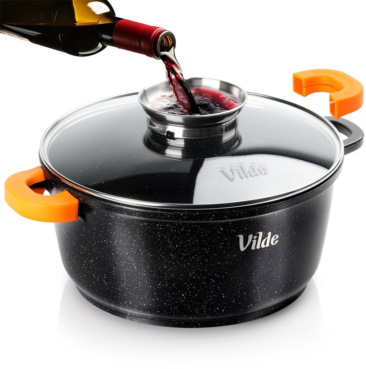Kookpan Graniet met Glazen Deksel 24 cm, 4 l - Kookpot - Soeppan