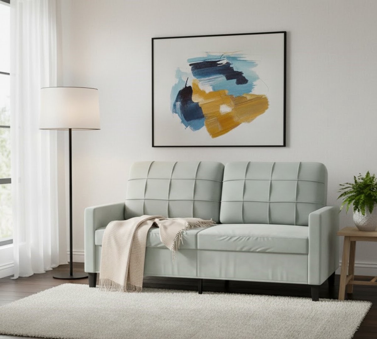 Fluwelen 2-Zitsbank – Modern Design Lichtgrijs – Comfortabele Loveseat voor Woonkamer, Zithoek of Slaapkamer – Stevig Metalen Frame, Slijtvast en Stijlvol House&Garden
