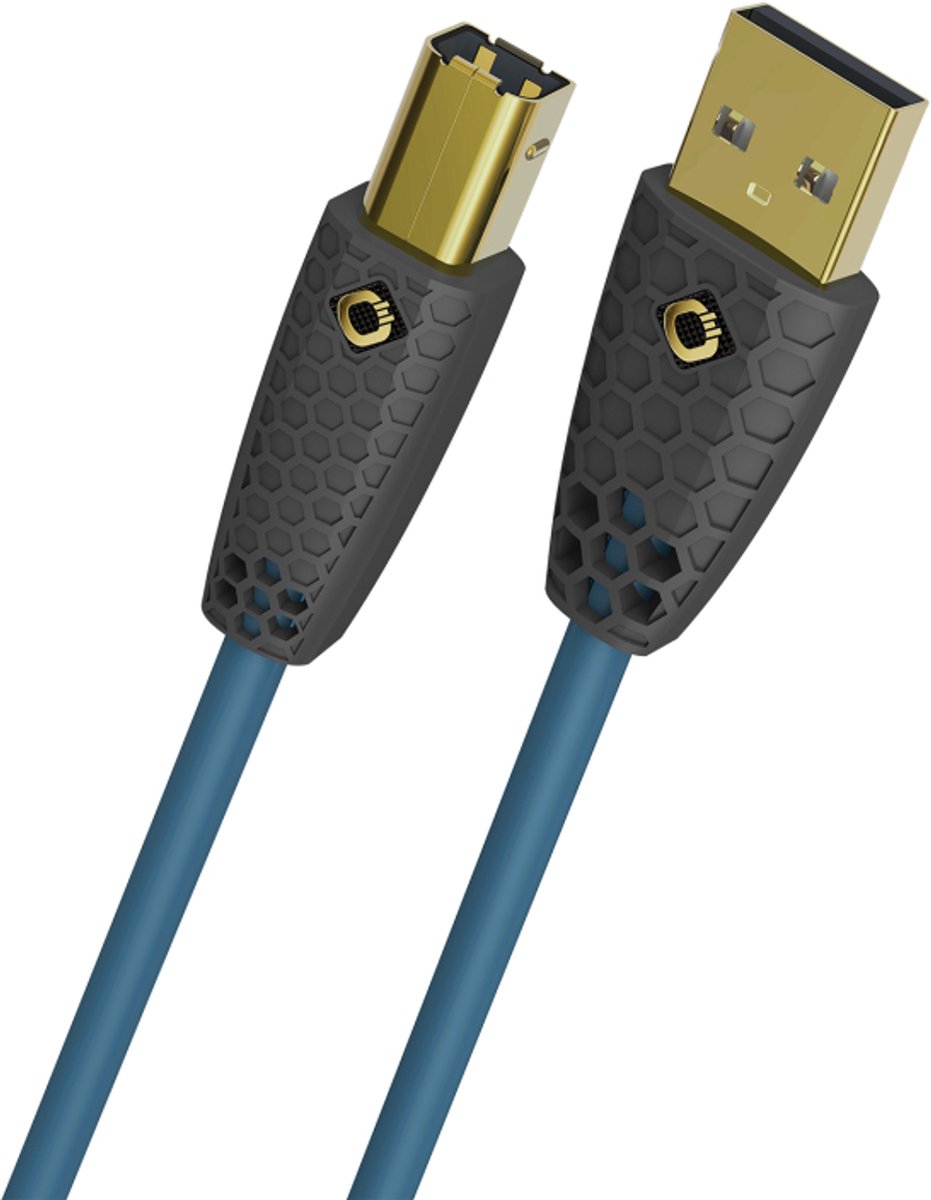 Oehlbach D1C9572 USB-kabel USB-B stekker, USB-A stekker 5 m Petrol-blauw Afgeschermd (dubbel), Vergulde steekcontacten