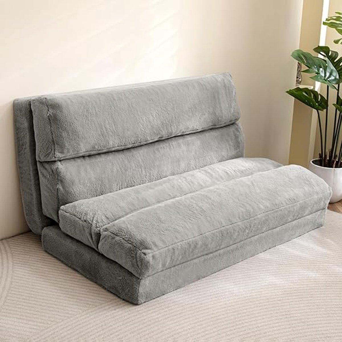 Luxe Opvouwbare Zitzak & Slaapbank Matras – 6-Voudige Dikke Vloerbank voor Volwassenen – Extra Comfortabele Lounge- en Slaapoplossing voor Woonkamer, Slaapkamer en Kinderspeelruimte – Grijs 135 x 240 cm House&Garden