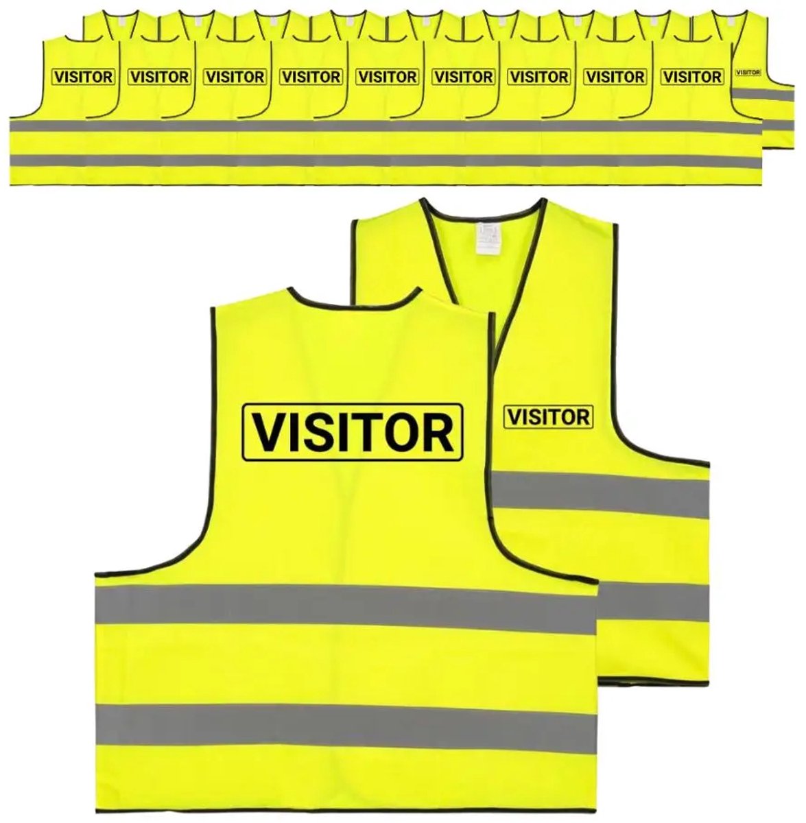 Visitor hesje geel | voor- en achterkant bedrukt | 20 stuks