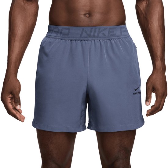 Nike Pro Training Dri-FIT Shorts Heren - Blauw - Sportshort met Ritszakken - Trainingsbroek Kort - Maat S