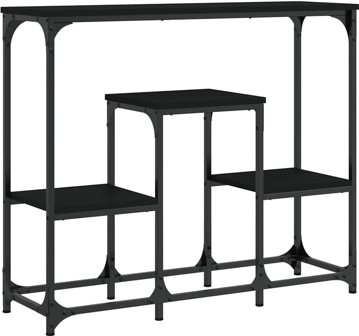 vidaXL Wandtafel - 89,5x28x76 - cm - bewerkt - hout - zwart