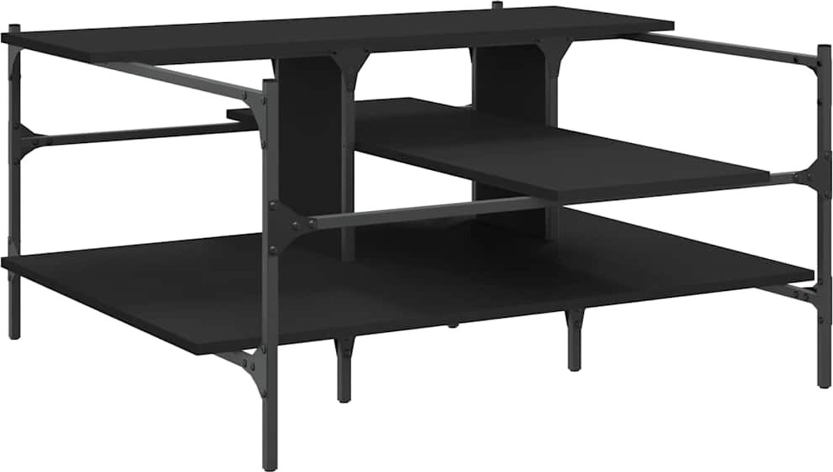 vidaXL Salontafel - 100x100x48,5 - cm - bewerkt - hout - zwart