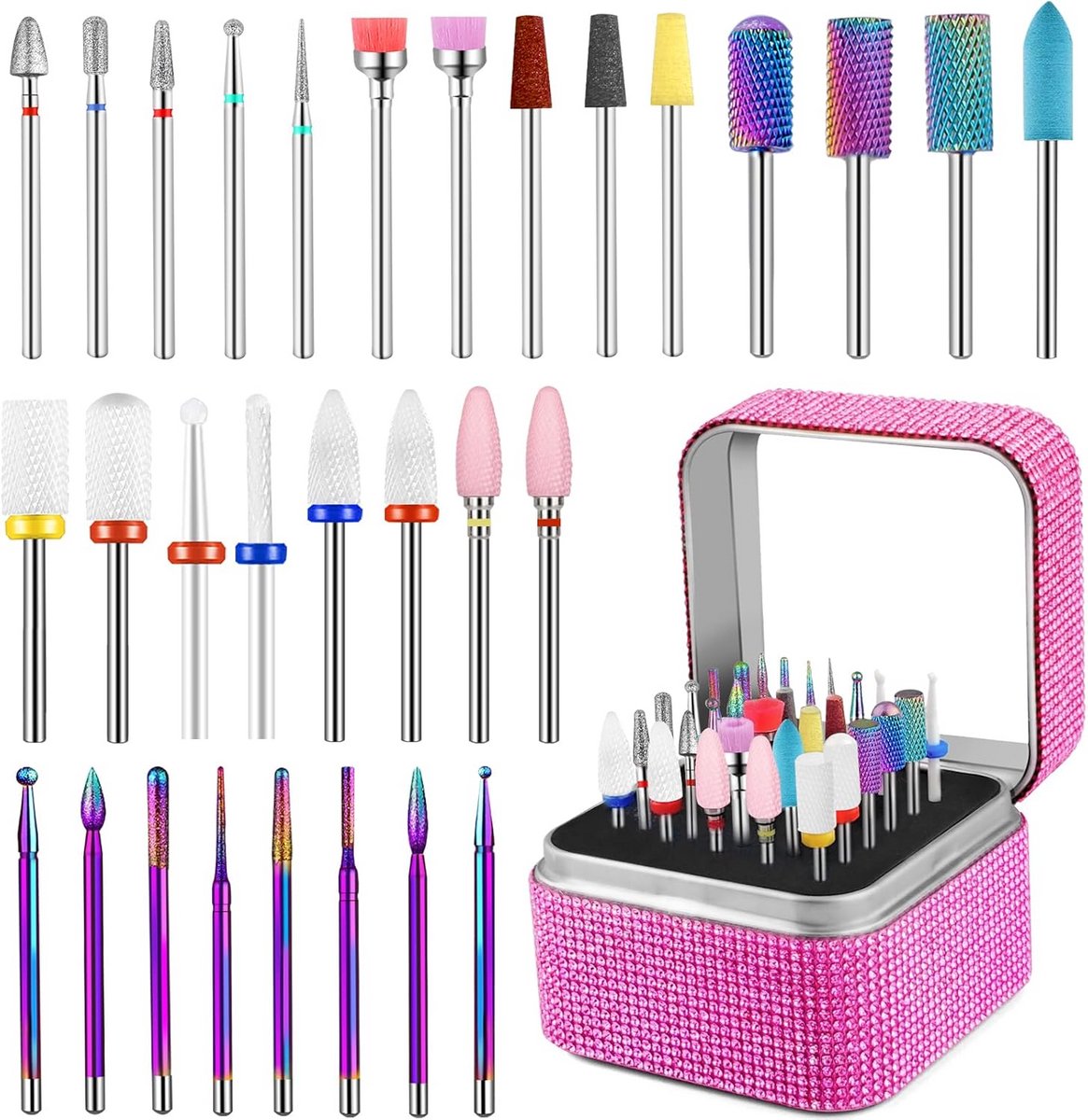 Nagelboor Set 30 Delen Keramisch Diamant Hardmetaal voor Acryl en Gellak