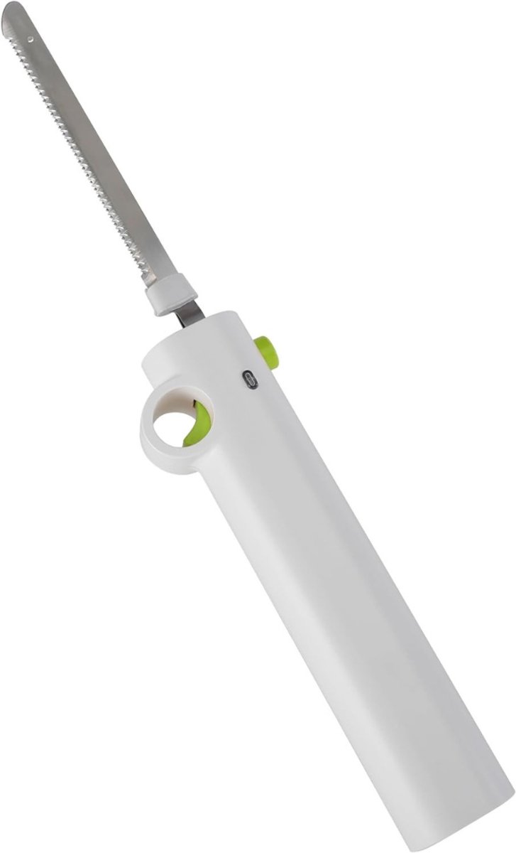 AMA® Elektrisch Broodmes - Broodsnijder - Vleesmes - Draadloos - Vervangbare Messen - 33x11x7cm - Wit