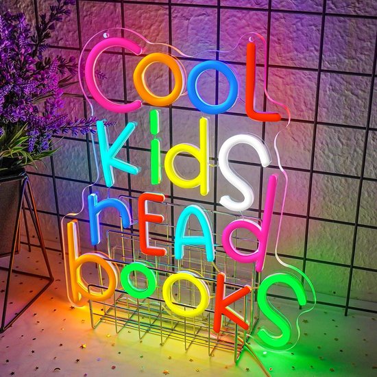 LED Neon Teken 'Cool Kids Read Books' voor Kinderkamer of Bibliotheek - USB Stroom, Wanddecoratie — afbeelding 3