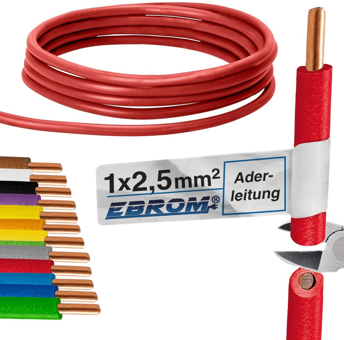 Enkele Stofkabel H07V-U 2,5 mm2 PVC Elektrische Aderleiding