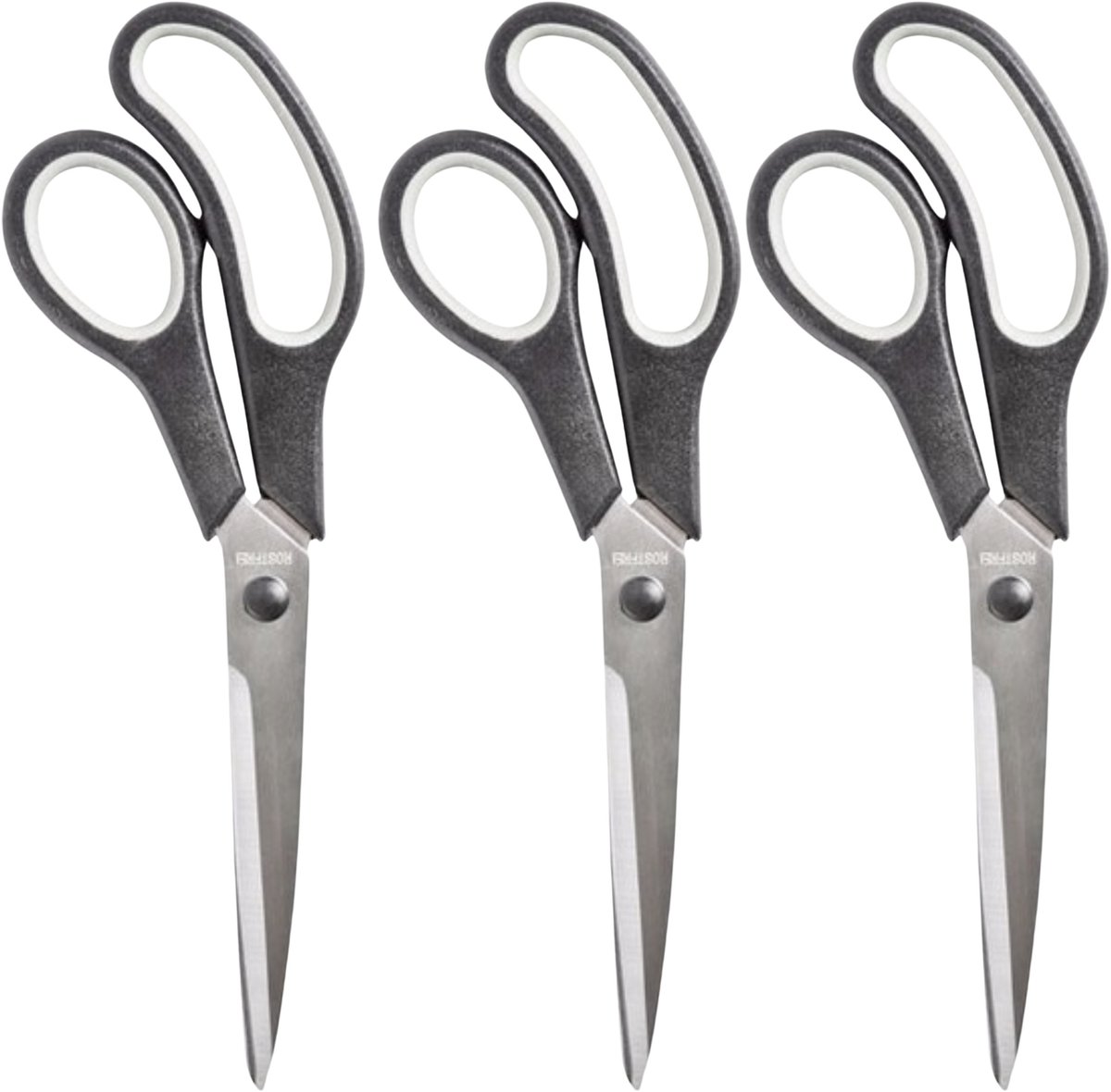 Keukenschaar - 3x - 24 cm - zwart/grijs - hobby scharen