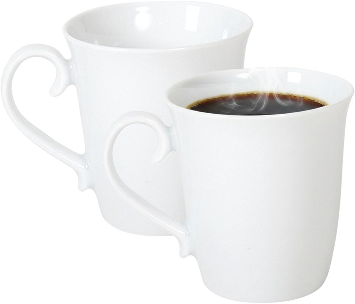 Gerimport Koffie / thee mok - sierlijk - 2x stuks - wit - 310 ml - mokken - keramiek