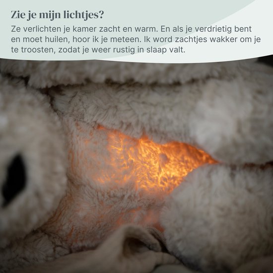 Baby's Only Bibi het knuffelkonijn met slaaptrainer - Baby knuffel met white noise en slimme huilsensor - Nachtlicht - Warm Linen van Merkloos — afbeelding 4