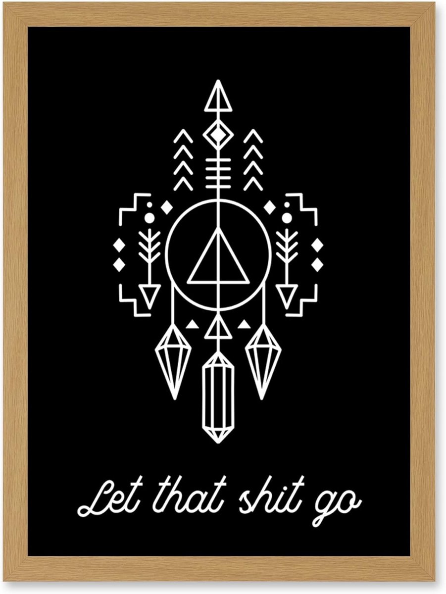 Grappige Toilet Wanddecoratie 'Let That Shit Go' - Ingelijste Kunst voor Badkamer of WC