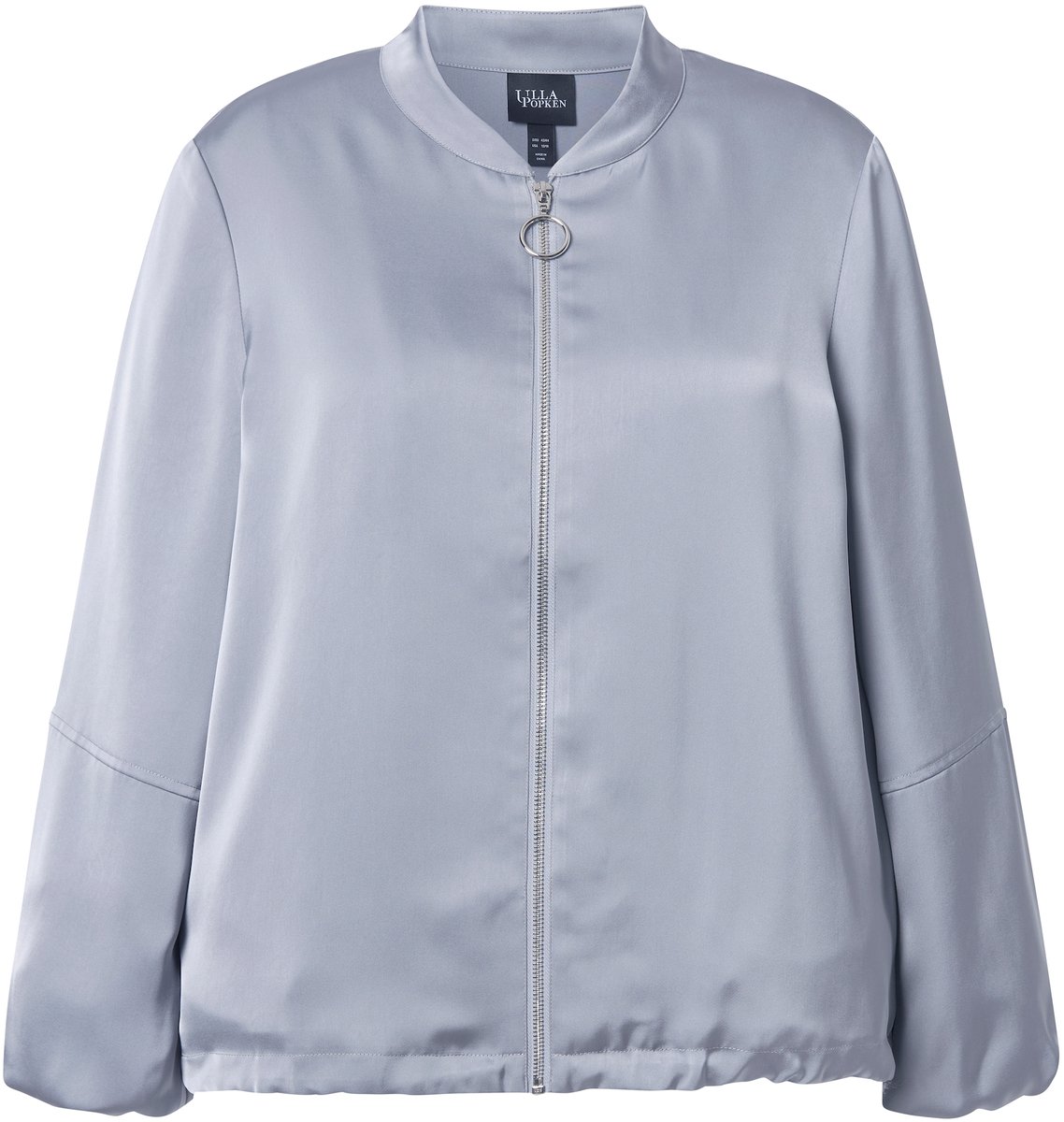 Ulla Popken - Dames - Blouson A-lijn collegekraag lange mouwen - Rotsgrijs - Maat 58+