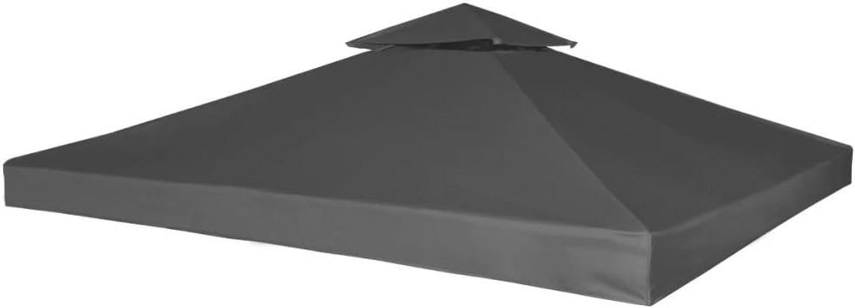 Vervangend Paviljoen Dak 3x3m Donkergrijs - Waterdicht PVC-Coating Tuinzijde
