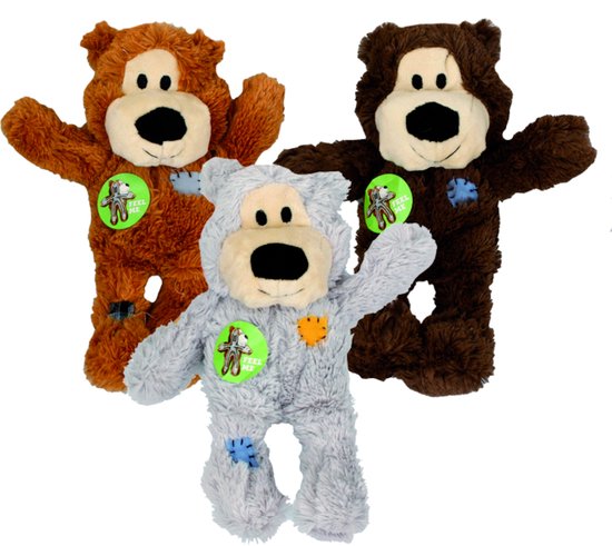 Drie Kong Wild Knots beren op een rij: bruin, grijs en donkerbruin.