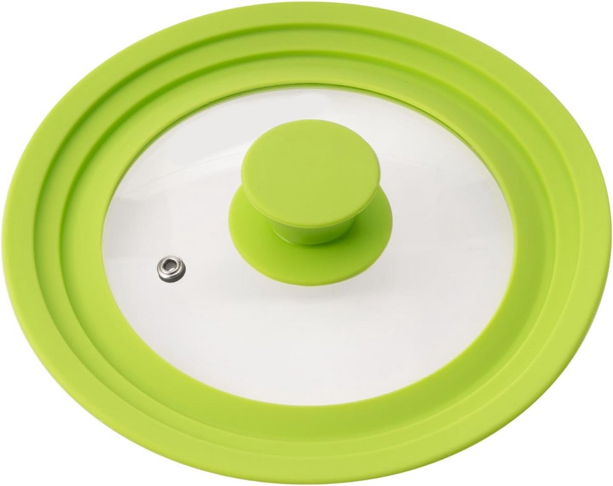 Universeel glazen deksel met siliconen rand - 16/18/20 cm - groen