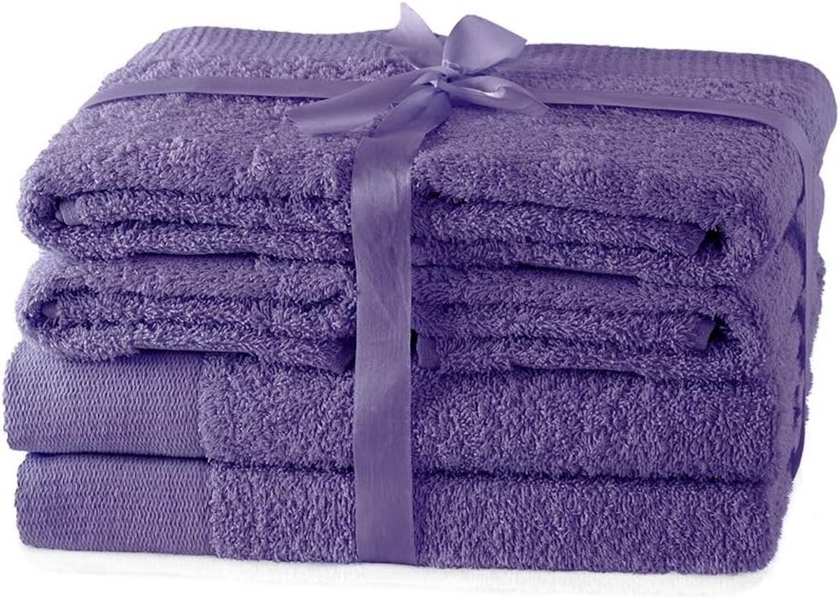 Luxe Handdoekenset Violet 6 Delig - 100% Katoen, Zeer Absorberend