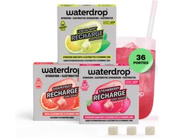 waterdrop® Electrolyten Mix Zonder Suiker – 36 Bruistabletten voor Water met Magnesium, Calcium, Natrium, Chloride & Zink – Sport & Hydratatie – Aardbei, Grapefruit & Citroen-Munt