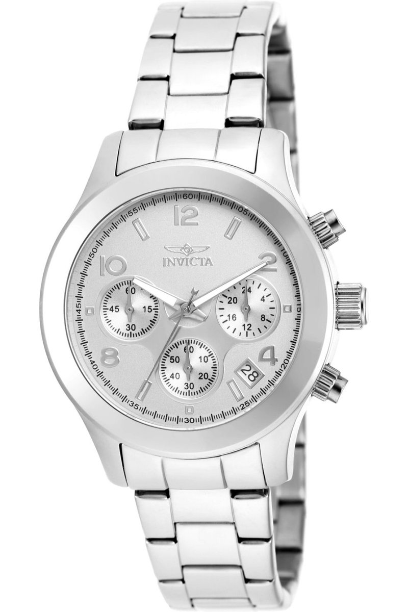 Invicta Angel 19216 Dames Horloge - Waterdicht - Analoog - Quartz Uurwerk - Roestvrij Staal met zilveren Wijzerplaat - 38mm