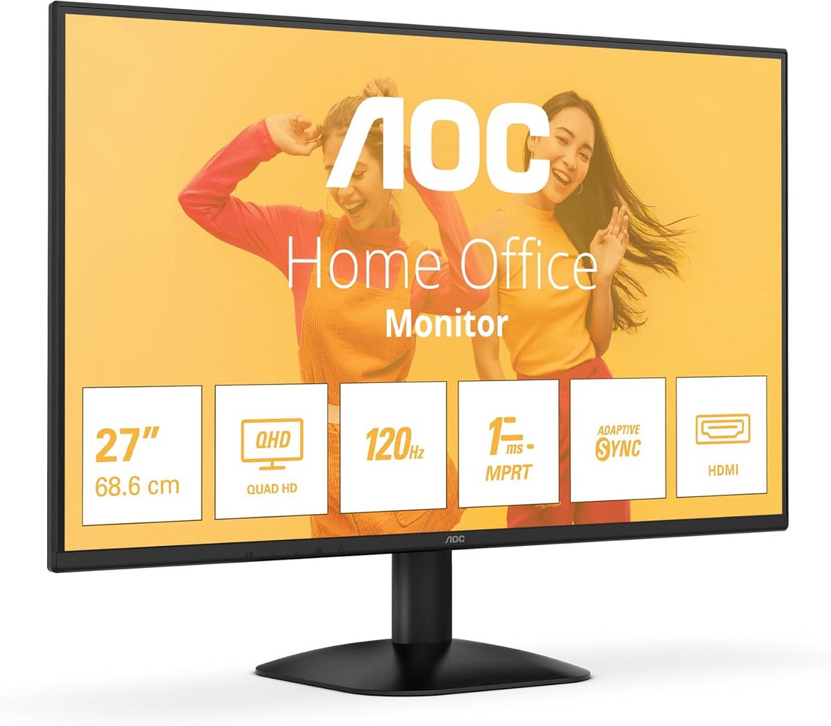 27 inch QHD Monitor 120Hz, 1ms reactietijd, Adaptive Sync, HDR10 - zwart