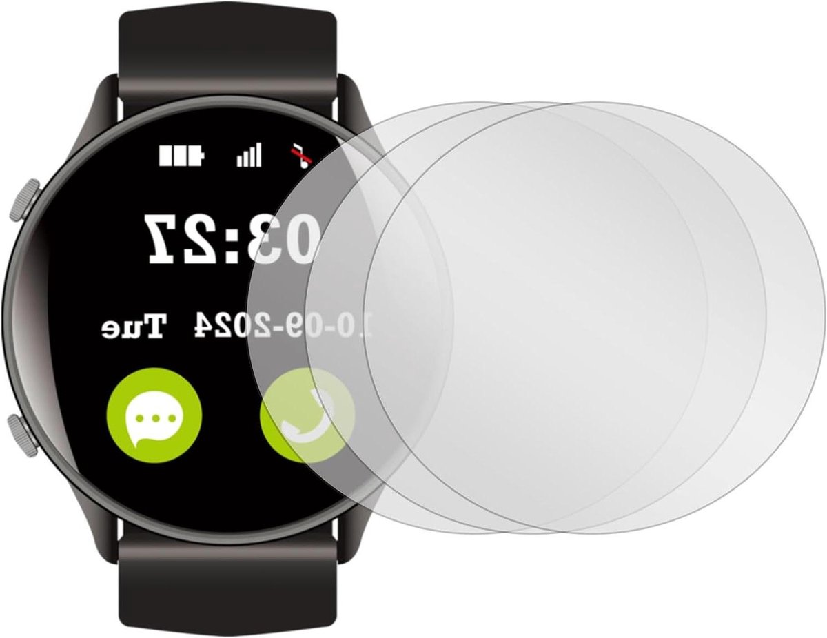 Allecto - Displaybeschermfolie voor horloges - Gehard glas - Anti-inkijk - 42 mm - Bescherming - Universeel - Privacy - Kristal - Grijs - 3 stuks